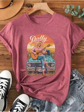 Dolly Graphic Crewneck Tee - Dusty Rose